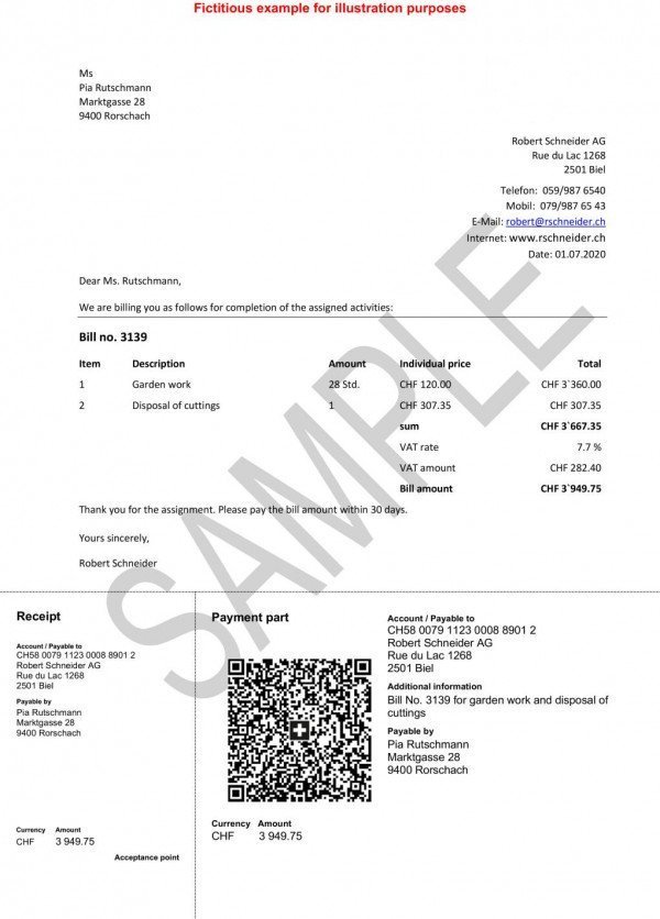 Swiss QR Bill example